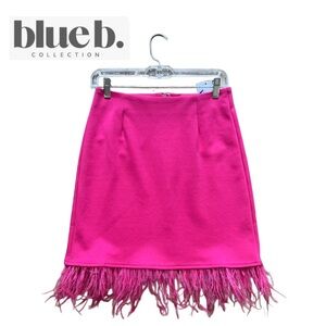 NWTBlue B. Collection Hot Pink Feather Trim Skirt Size Medium